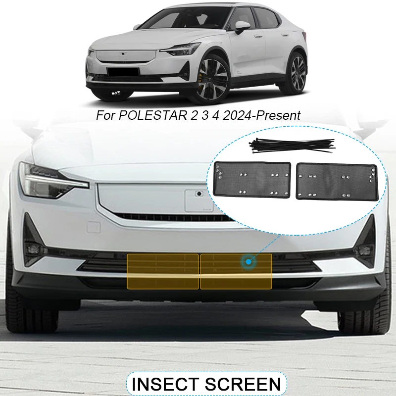 Car Insect-proof Air Inlet Protect Cover For POLESTAR 2 3 4 2024-2025 Airin Insert Vent Racing Grill Filter Net Auto Accessories