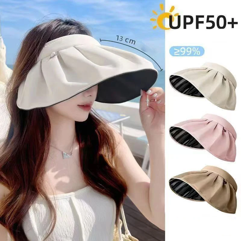 Hot Summer Shell Sunshade Hat UV Protection Dual Purpose Hair Hoop Women's Outdoor Beach Sunshade Hat Soft Foldable Wide Edge