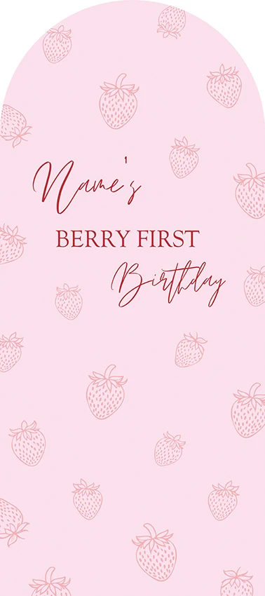 Mehofond Customized Sweet Baby Arched Cover Photo Backdrop Berry First Birthday Pink Double-Sided Photography Background Studio