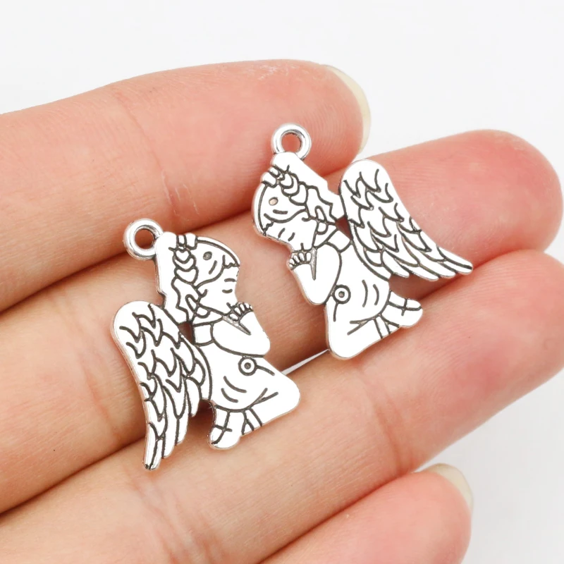 15pcs 23x16mm Antique Silver Plated Angel Girl With Wings Handmade Charms Pendant:DIY for bracelet necklace