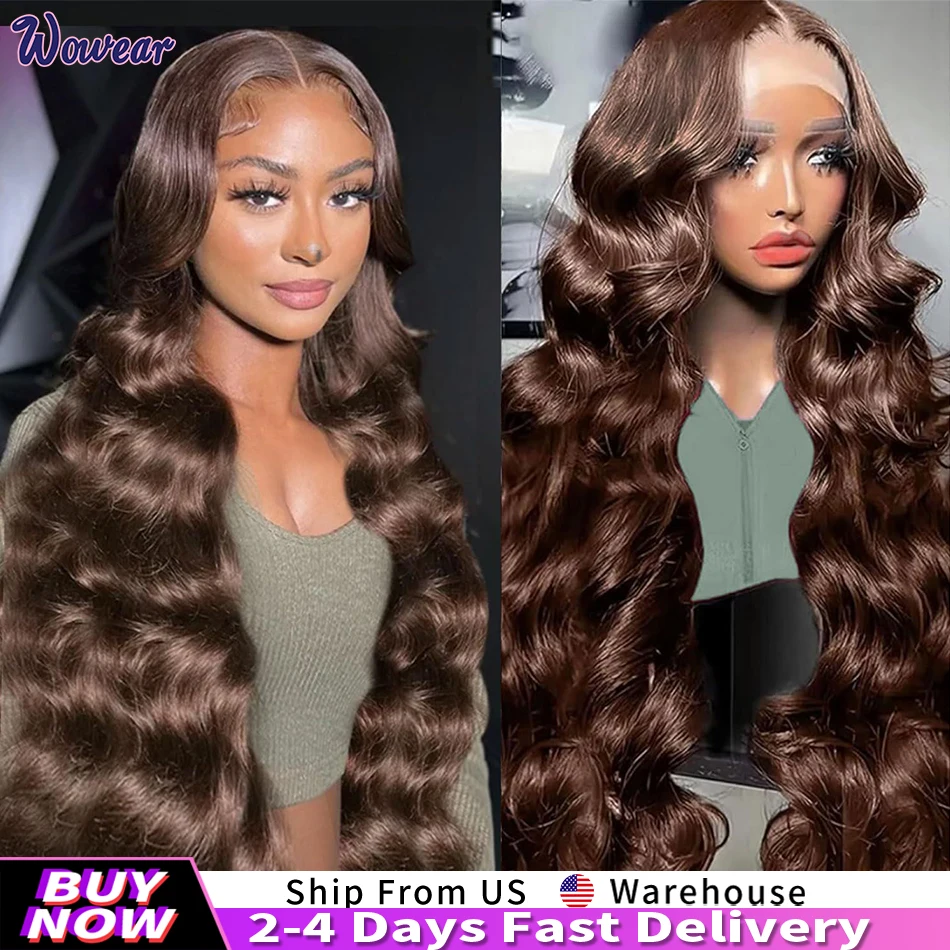 13x4 Chocolate Brown 13x6 Human Hair Wigs HD Lace Loose Waves Wig 100% Human Hair 200 Density Body Wave Wig for Black Women