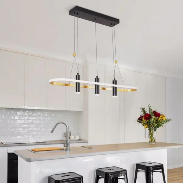 4 - Light Black/Gold Dimmable LED Pendant Light[No Bulb]