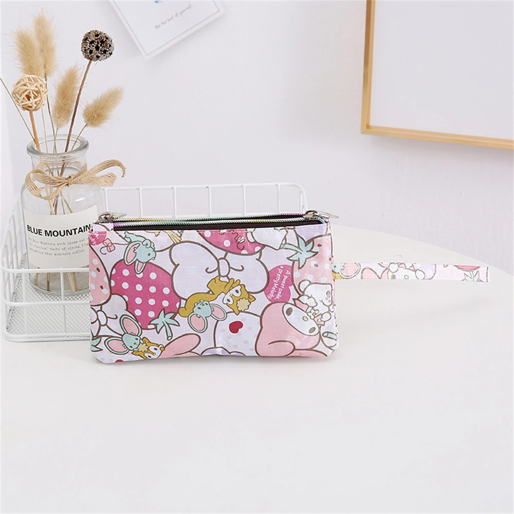 Sanrio Hello Kitty  handbag anime My Melody Cinnamoroll waterproof double zipper coin purse cute doll pattern mobile phone bag