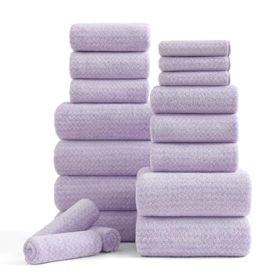 

Bath s, 100% Microfiber Family Bathroom Towel with Hanging Loops-6 Bath Towels, 6 Hand Towels, 6 Washcloths, Quick Dry Highly A