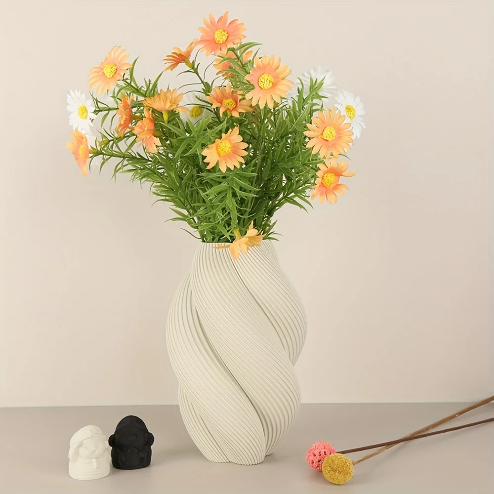 Cross - border Spiral Striped Art Vase, Modern Minimalist Home Decoration, Suitable for Fresh and Dried Flower Arrangement Scena