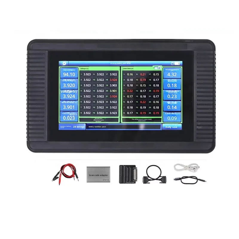 24 Unit Battery Individual Cell System Single Touch Screen Data Display Coulomb Voltage Inner Resistance Meter AA/AAA
