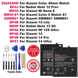 552425GH BP4J BW10 Battery For Xiaomi Redmi Note 12 12S 13 14 Pro Pro+ Lite Ultra , XMW801 Band 8 Color 2 L0943A Watch Batteries