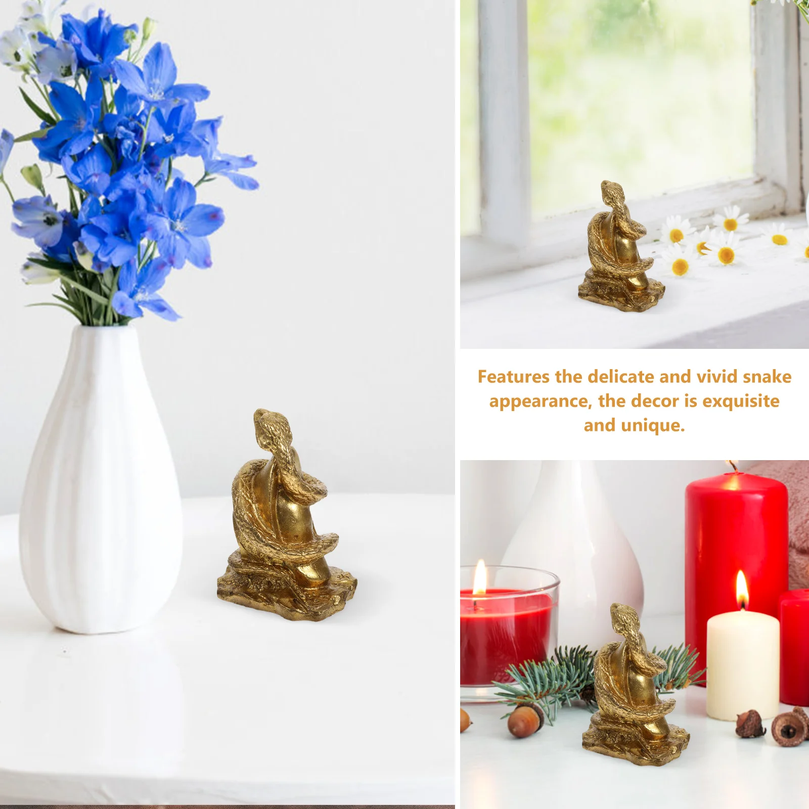 

1Pcs Retro Copper Snake Craft Unique Snake Figurine Home Desktop Decor Collectible Ornament