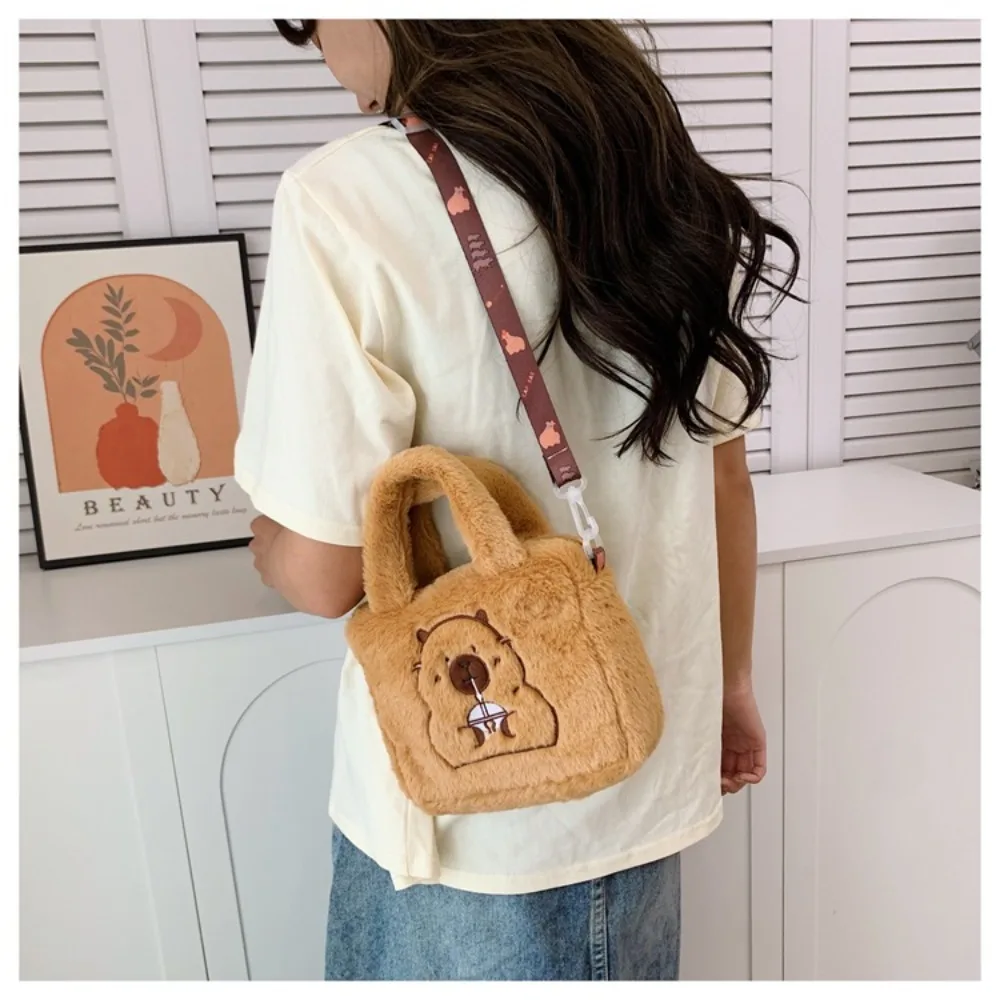 

High Quality Soft Capybara Handbag Solid Color Cute Makeup Bag Children's Crossbody Bag