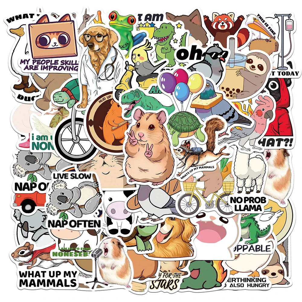 

10/30/50pcs Funny Animal Graffiti Stickers Cute Cartoon Creative Sticker Decoration Suitcase Water Bottle Phone Decals Kids Toy