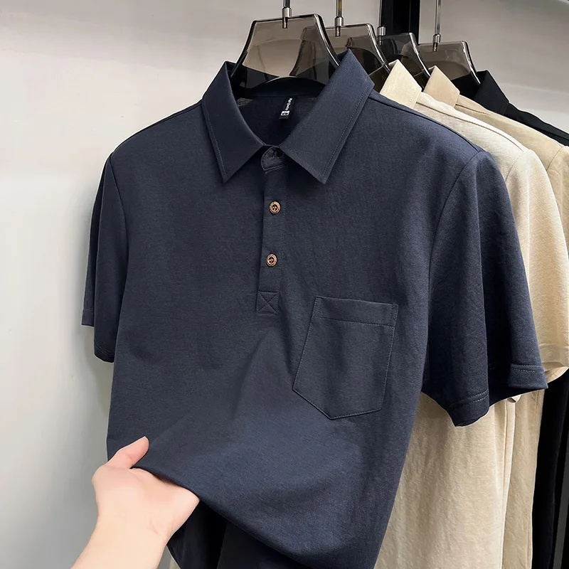 Linen Cotton Short-sleeved Men's 2026 Summer New Casual Real Pocket Breathable Men's T-shirt
