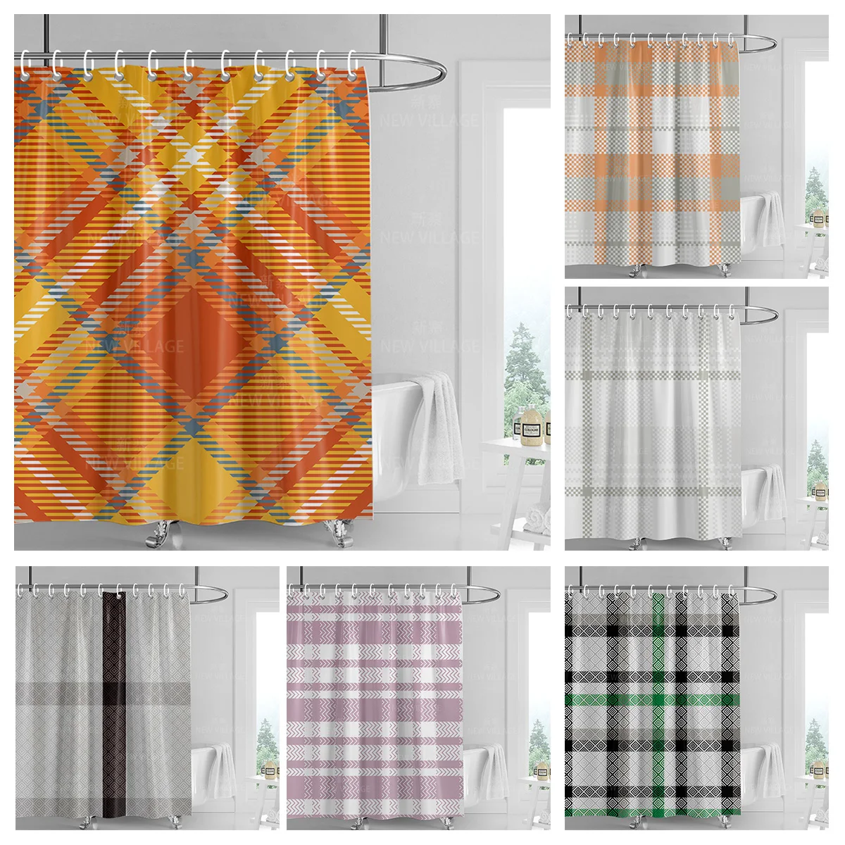 Home decoration shower curtains bathroom waterproof curtain fabric Living Room Modern Nordic Modern geometric pattern simple