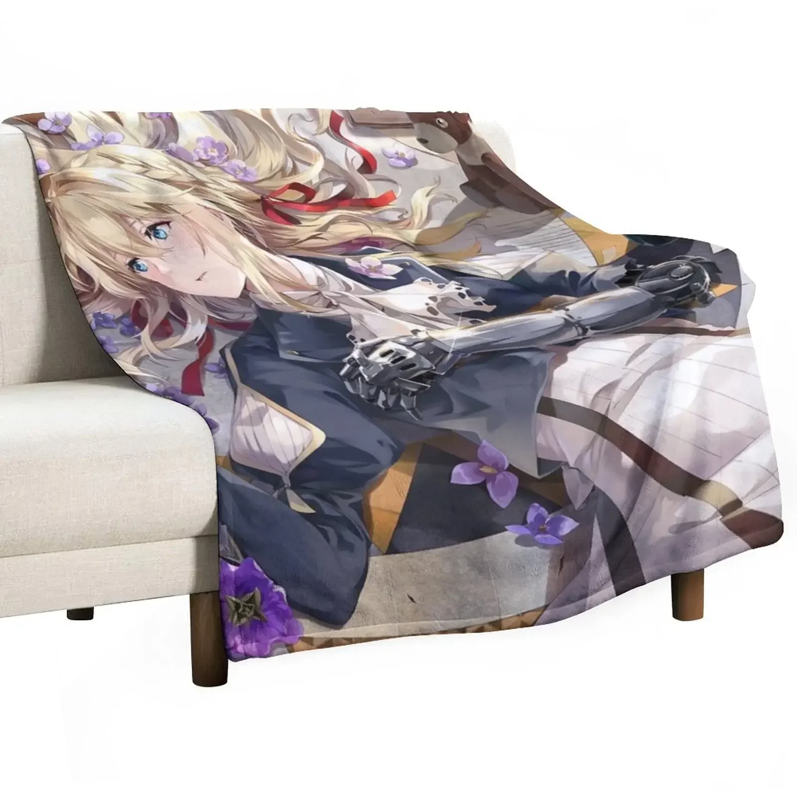 Violet Evergarden 4 Throw Blanket for sofa Thins Bed linens Flannels Blankets