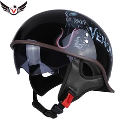 V Half-helmet for Harley Motorcycle Cocked Helmet Retro Helmet Lightweight Four Seasons Unisex Helmet Motorcycle Accessories