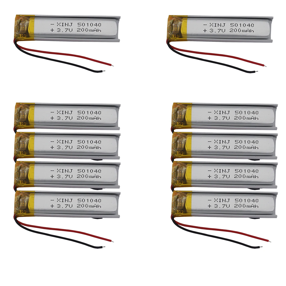 10pcs 3.7V 200mAh 0.74Wh Li-Polymer Li Battery 501040 Li-ion For Music Player GPS Recording Pen Car Camera Bluetooth Speaker