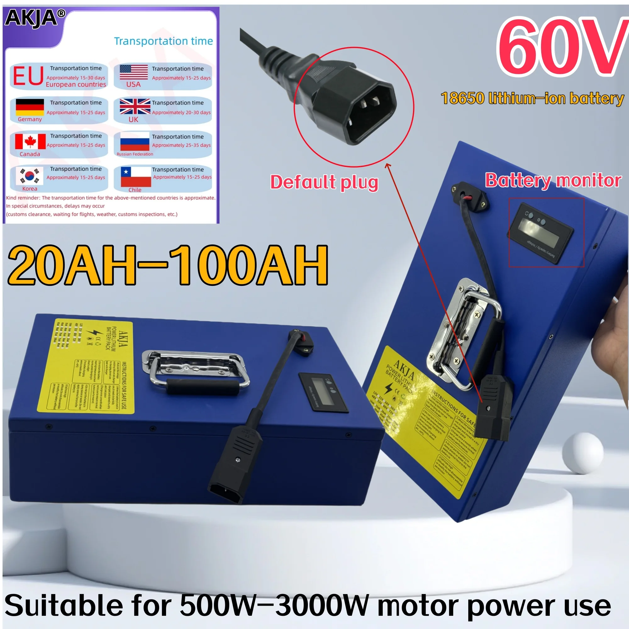 

Air freight, 72V100AH lithium-ion battery, new capacity, suitable for 99% of equipment use, suitable for 3000W motor power use