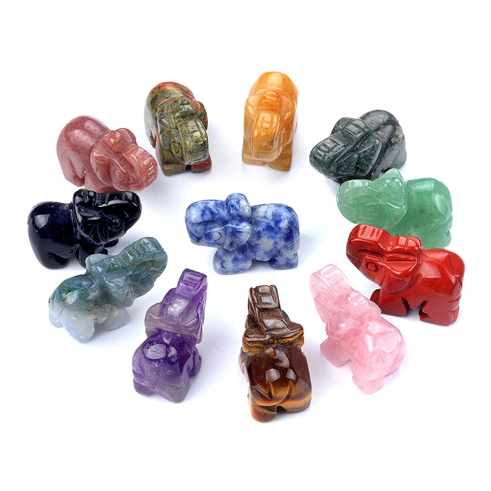 1in الفيل الصغير الطبيعي عين النمر جمشت أوبال شقرا منحوتة الحيوان الفيل الحرفية حلية مجوهرات اكسسوارات ديكور المنزل