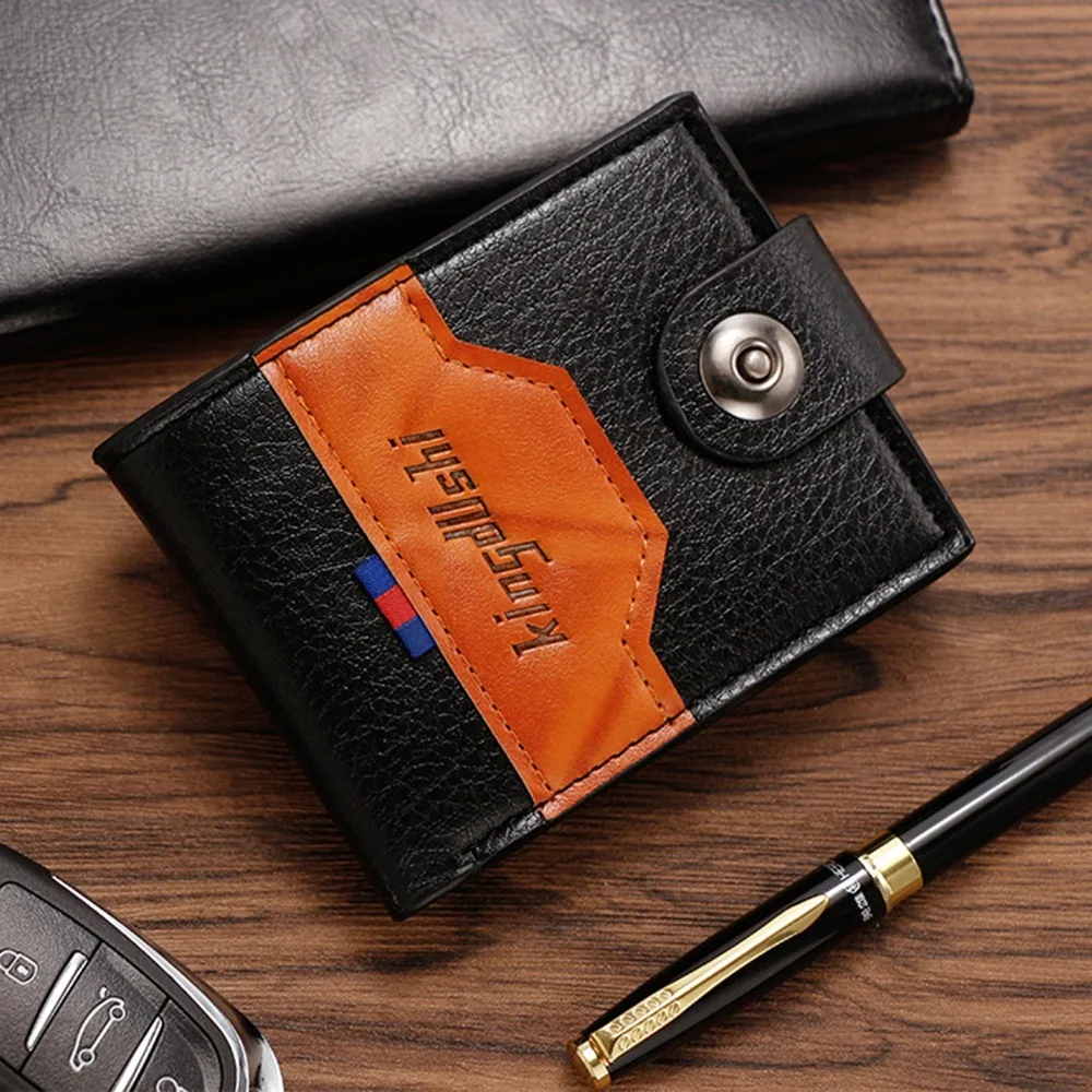 Двойная сумка для мелочи большой емкости, противоугонная магнитная пряжка, держатель для карт из искусственной кожи, слот для нескольких карт, одноцветная сумка для карт на молнии