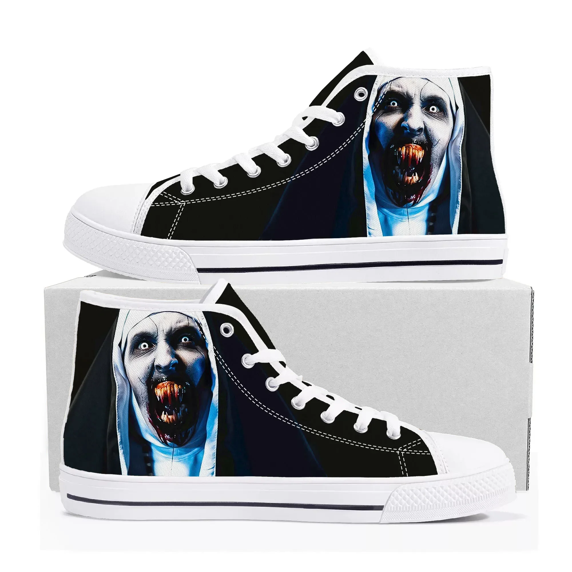 

Movie The Nun series High Top Sneakers Mens Womens Teenager Canvas High Quality Sneaker Casual Custom Made Shoes Customize Shoe