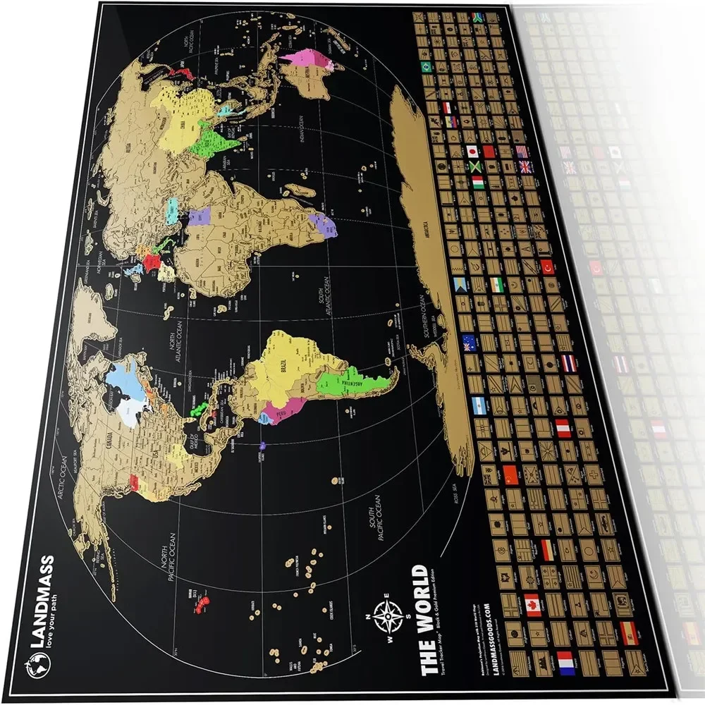 Best selling Amazing Global Scratch Maps - Gifts for Travelers Deluxe Gold Scratch Off Layer Visual Travel Scratch Off Maps