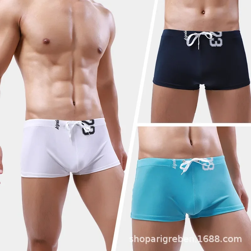 Bañadores elásticos para hombre, ropa deportiva informal de secado rápido, pantalones cortos de playa con lazo, traje de baño de aguas termales, pantalones de playa