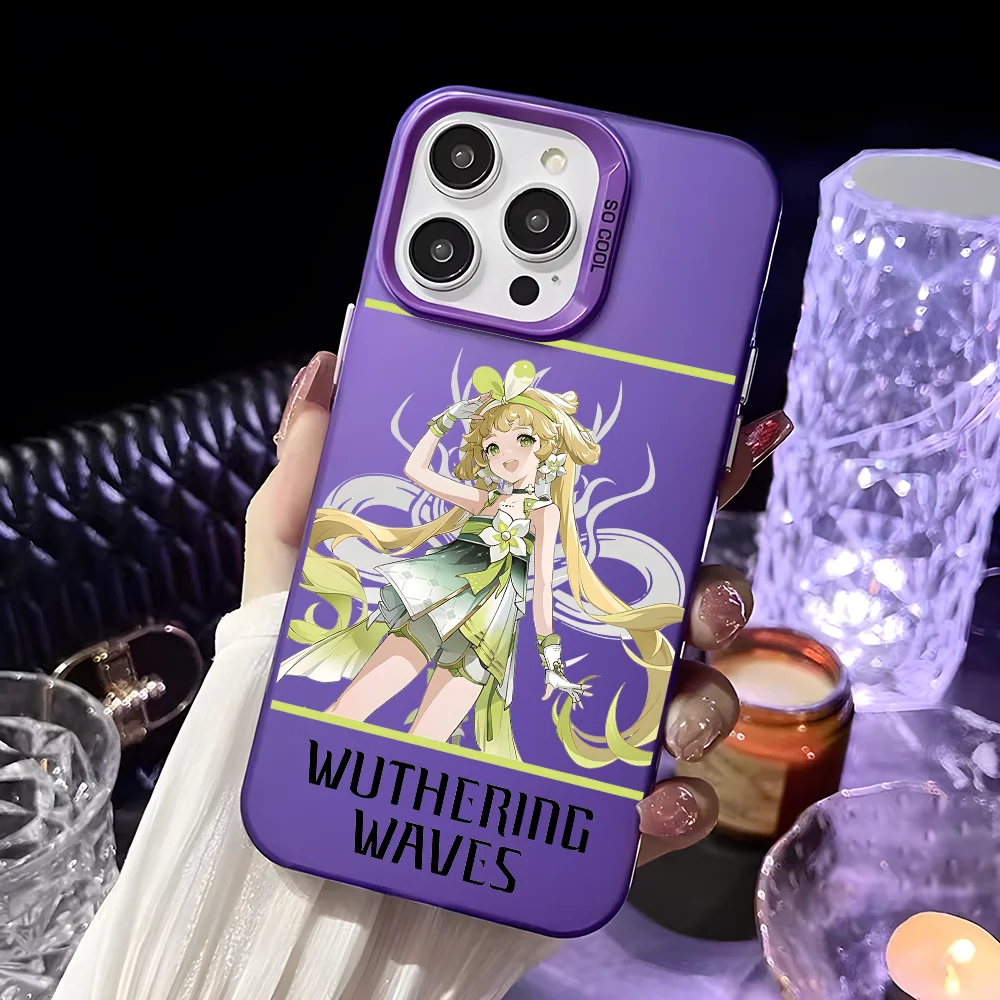 Resonators W-Wuthering Phone Case For IPhone 16 15 14 13 12 11 Pro Max Black Purple Matte Ultra-thin Soft Candy Abrazine Funda