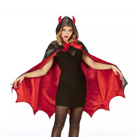 Vampire Cape Cloak for Halloween, Black Witch Death Costume with Hood for Adults Kids, Cosplay Party Wear
