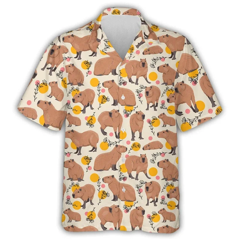 Kawaii Capybara Spring and Summer Men's Graphic Shirt 3D Printed Clothes