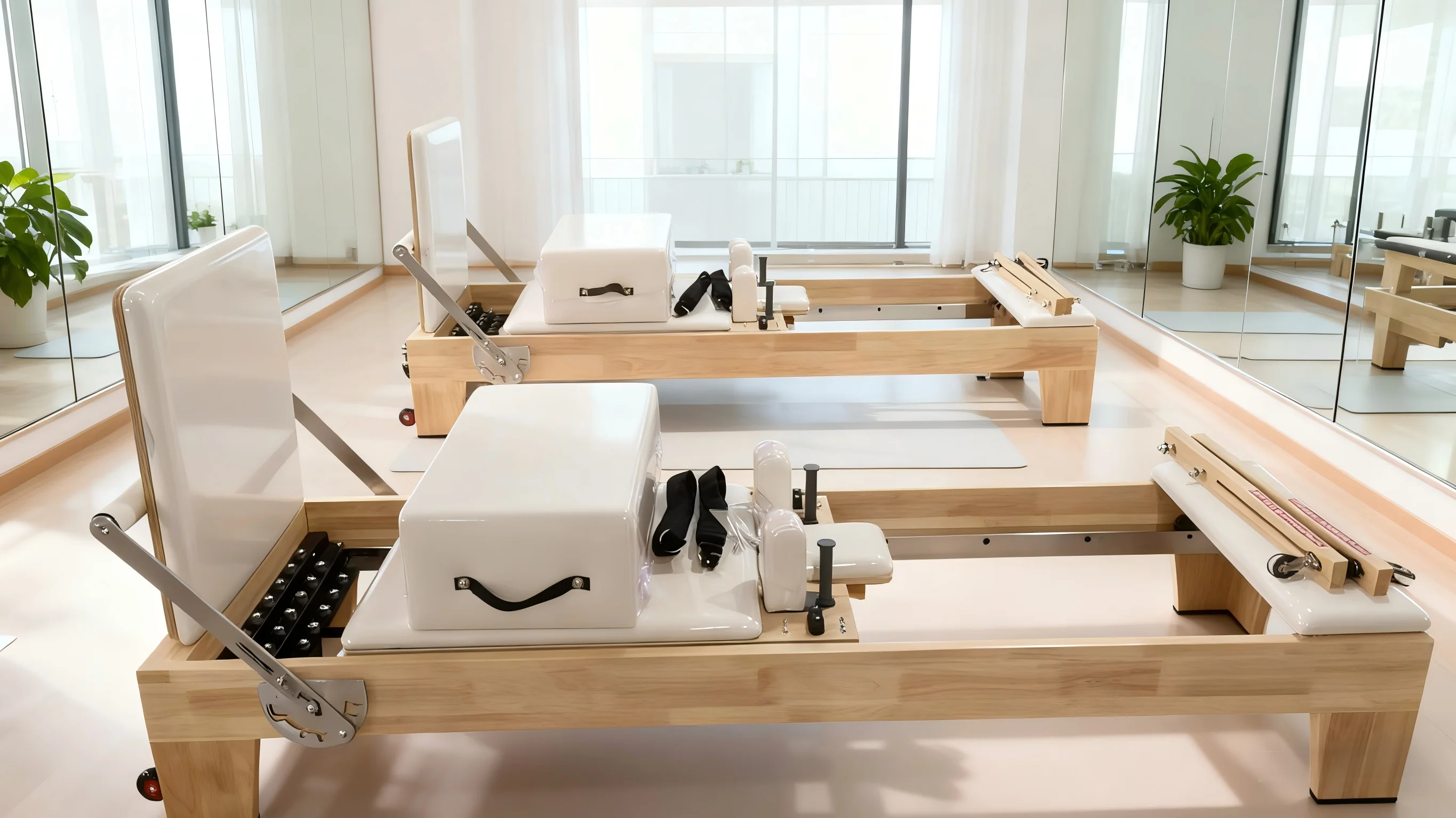 Professional Durable Balance Training Equipment Smart Adjustable Height Dark Brown Oak Wood Pilates Pilates Studio
