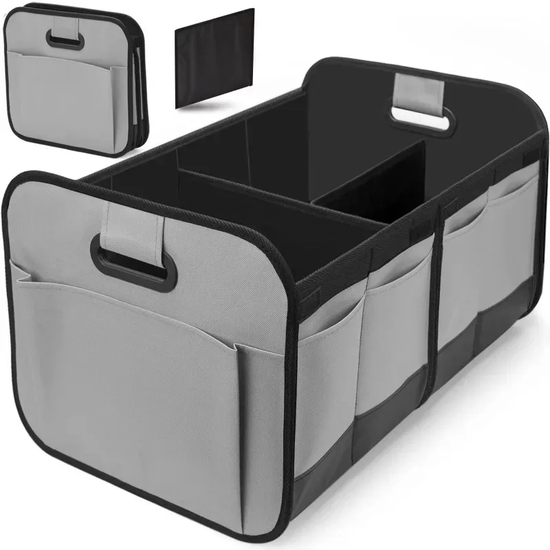 Auto-Kofferraum-Aufbewahrungsbox, großes Fassungsvermögen, platzsparend, faltbarer Auto-Aufbewahrungskorb, wasserdicht, mehrere Taschen, Autozubehör