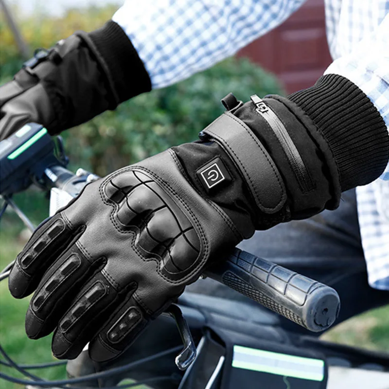 New Winter Heated Gloves for Motorcycle Biker Men Women Touchscreen Rechargeable Self Heating Gloves Ski Hiking Hand Warmer