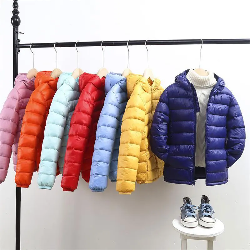 

Autumn and Winter Girls Light Down Jacket Kids Toddler Boy Parkas Outerwear Zipper Hooded Costume Warm Coats 2 3 To 14 Years Old