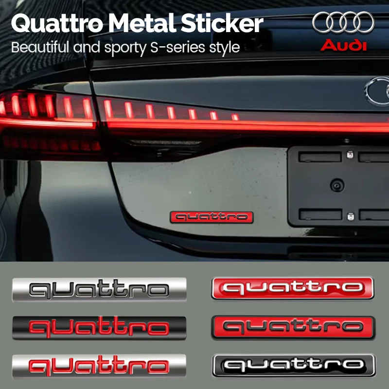 3D Metal Car Rear Trunk Emblem Fender Side Sticker for Audi Quattro A5 B7 Q7 A3 A4 B8 A6 TT R8 A8 A7 Q5 Q3 C7 S3 A1 B5 Q2 Sport