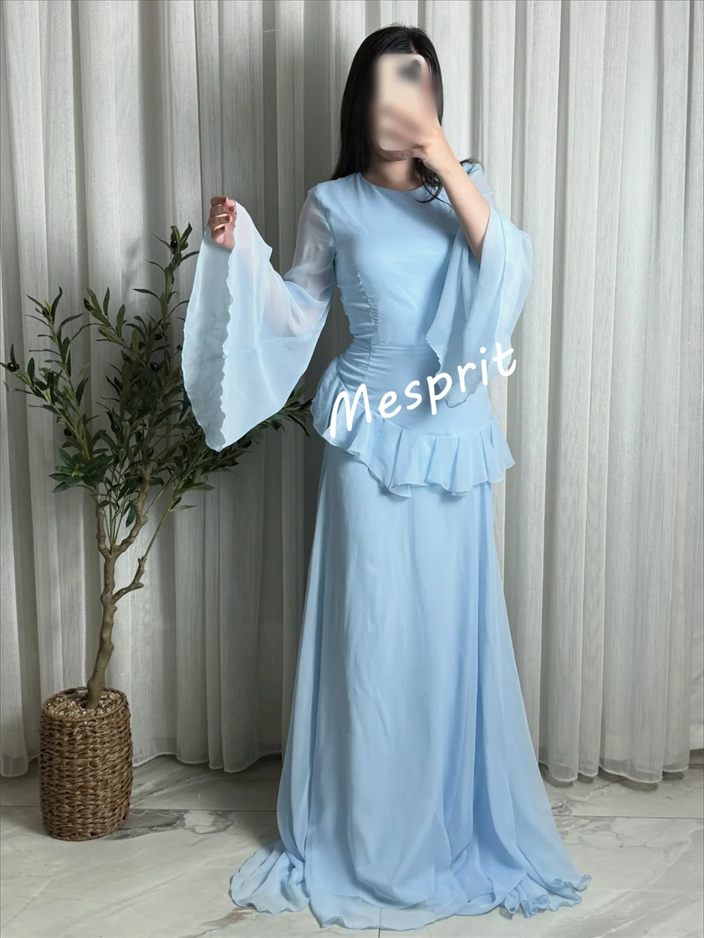 تخصيص الشيفون Ruched الدانتيل متابعة س الرقبة ألف خط فساتين طويلة مناسبة مخصصة أنيقة حزب ثوب مسائي بسيط #2