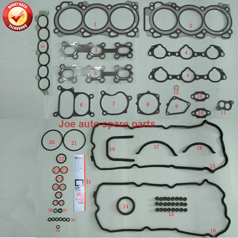 

VQ35DE 3.5L 3498cc Полный комплект прокладок двигателя для Nissan/Renault/Infiniti A0101-CA025 без уплотнения коленчатого вала