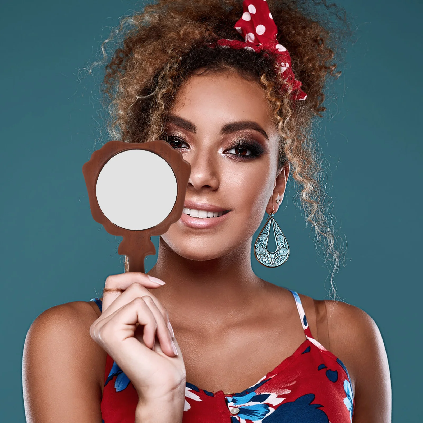 

Wooden Handle Makeup High Definition Handheld Compact For Eyebrow Embroidery Salon Travel Portable Beauty Tool Hand