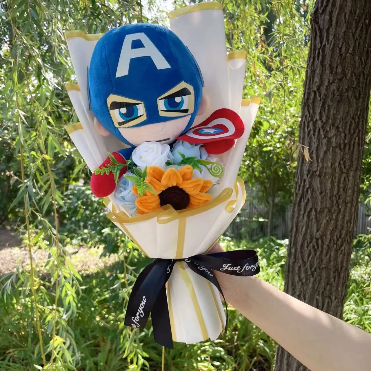 Catoon Spider-Man Hulk Superman Plush Doll Toy Creative Handmade Bouquet Stuffed Animals Valentine Christmas Graduation Gift