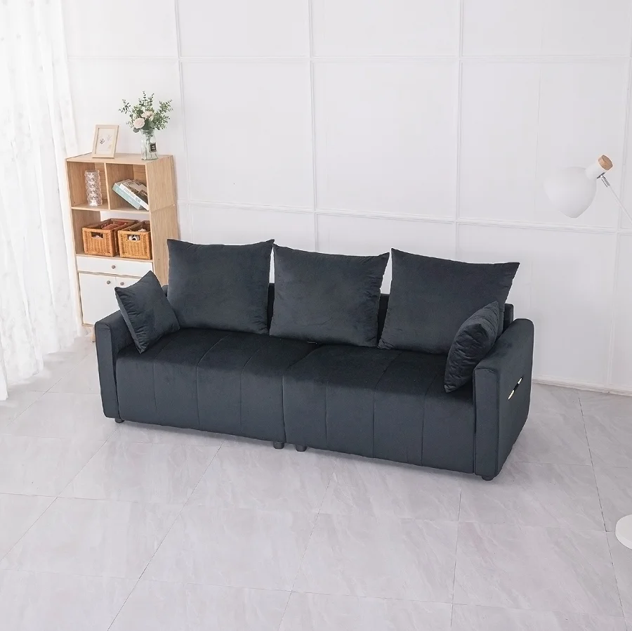# Modern Convertible 2-Seater Sofa Set Black Two-Tone Sofa Bed With Contemporary Design For Hotel Apartment