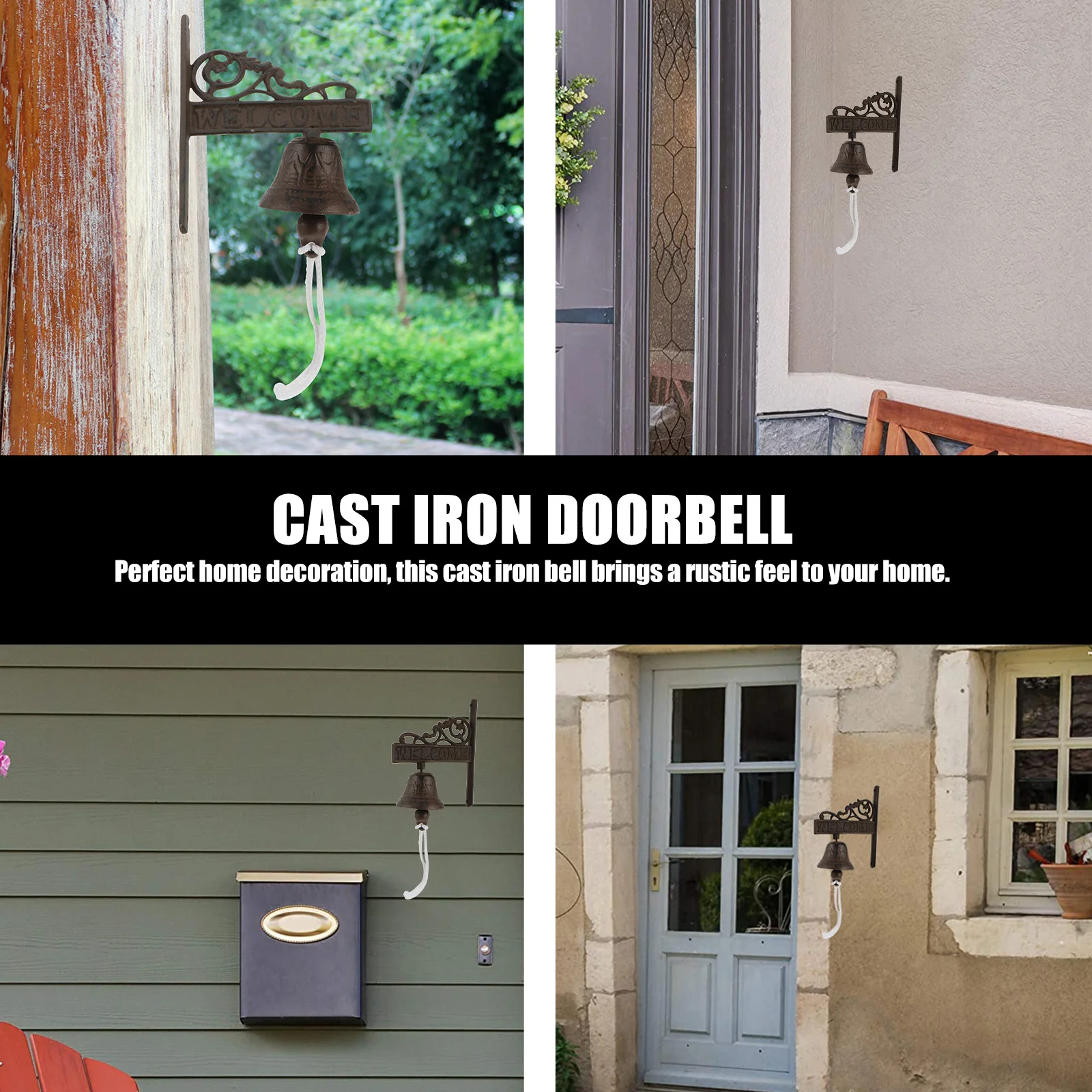 

1pc Vintage Doorbell Cast Iron Wall Bell Rustic Style Hanging Pendant For Home Garden Coffee Shop Decoration Accessory