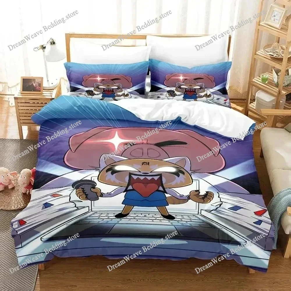 Aggretsukos Luxury Bedding Set Japan Anime Cartoon Duvet Cover Set Comforter Bedspread Twin Single Size Printed Home Textile