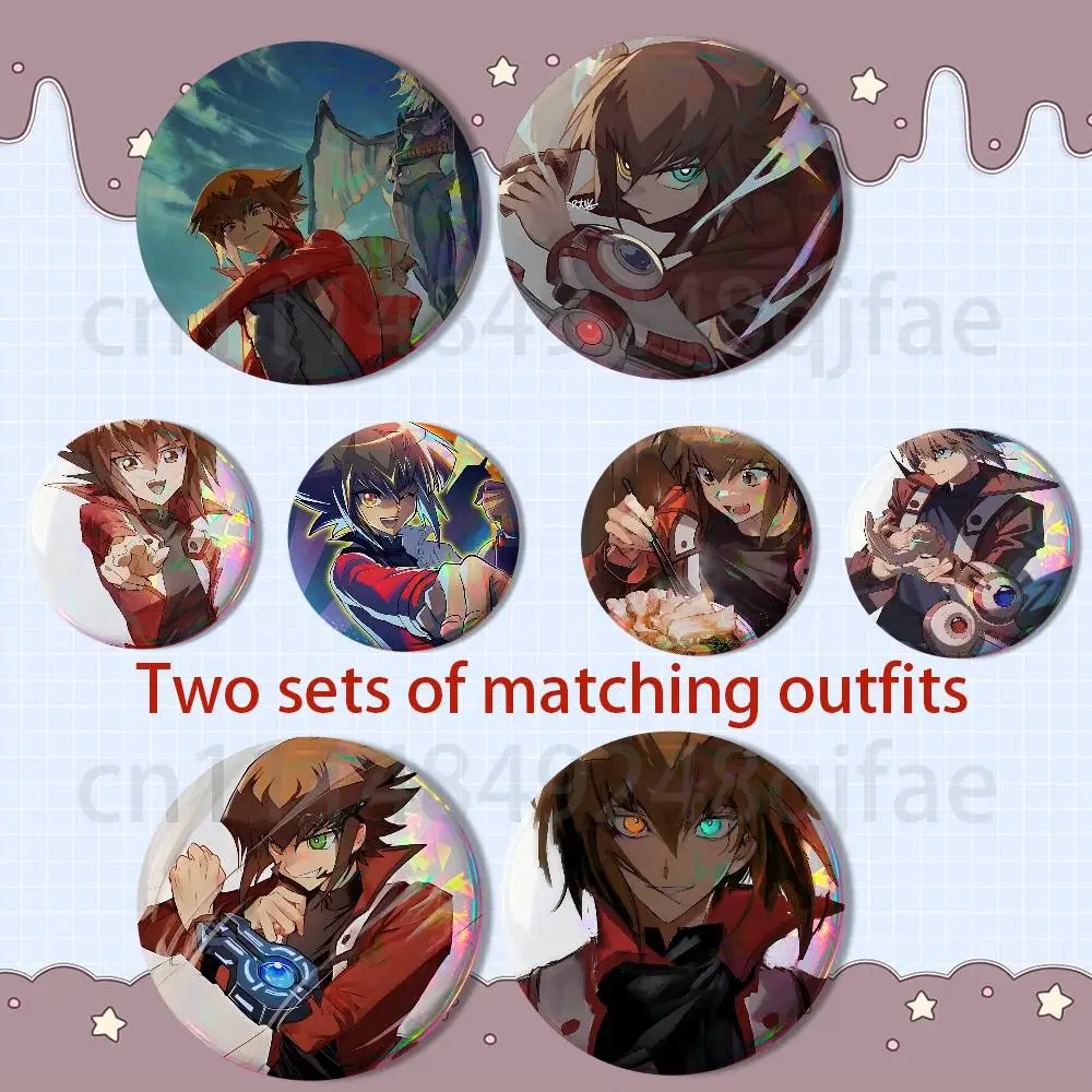Jaden Yuki Yugioh gx 2 piece set Pins Creativity Printed Pictures Text Metal Lapel Badges Brooches Jewelry Gift