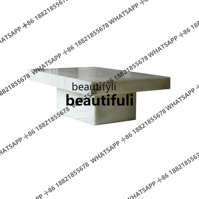 xz1Italian minimalist natural marble coffee table light luxury modern living room small apartment jade designer coffee table