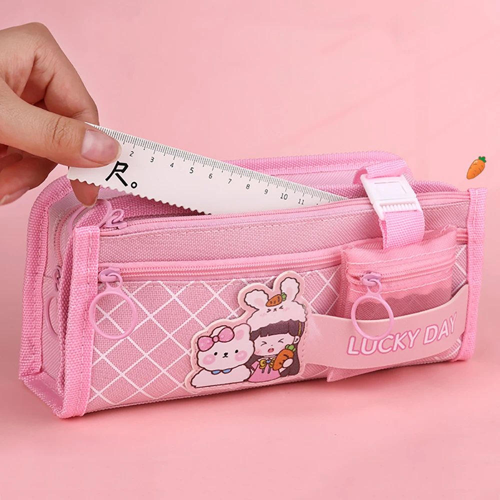 High Appearance Level Girl Pen Bag In Primary School Cute Cartoon Large Capacity Stationery Bag Multi-Functional Pencil Case