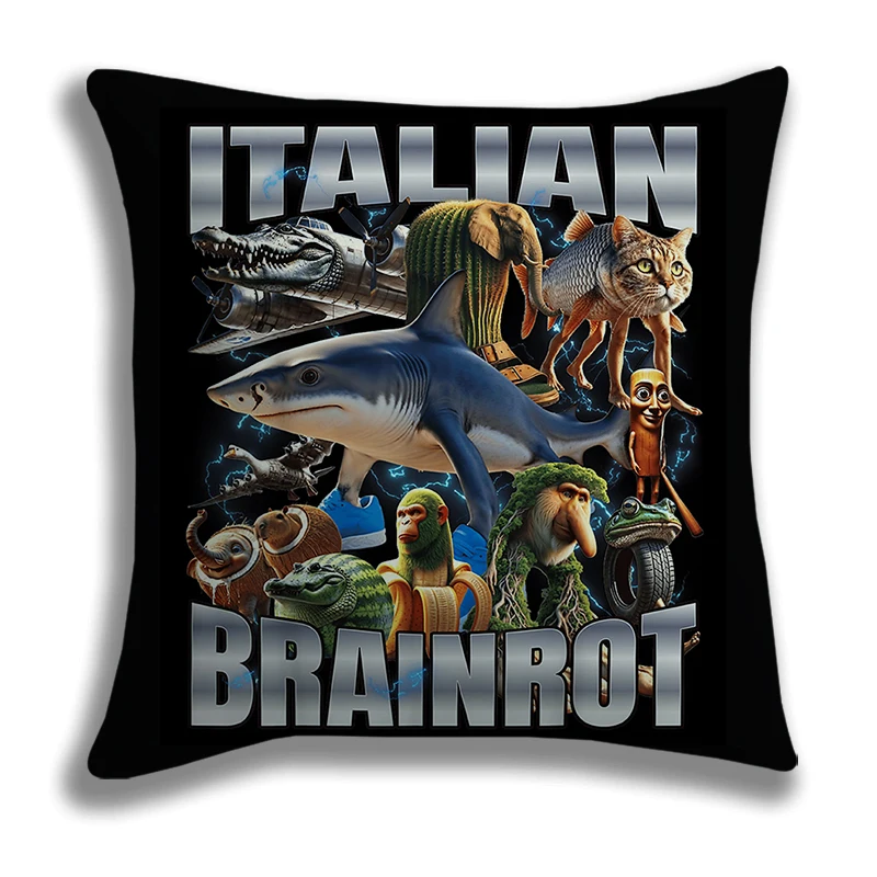 Tralalero Tralala Italian Brainrot Pillowcase Polyester Cushion Cover Home Decor Funny Meme Pillow Case Sofa Throw Pillow Cover