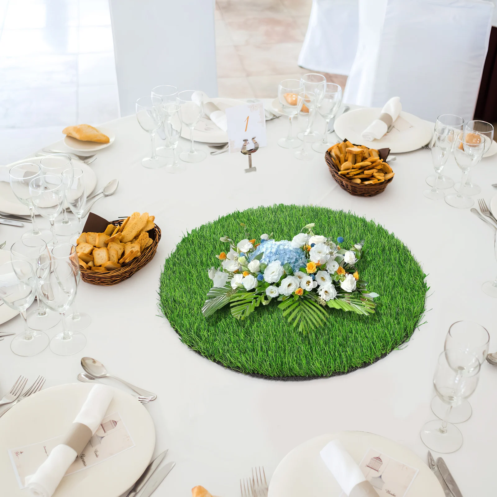 

Artificial Mat Green Fake Turf Placemat Multi-Use Table Grass Mat For Dining Table Decor Outdoor Picnic Decoration Fake
