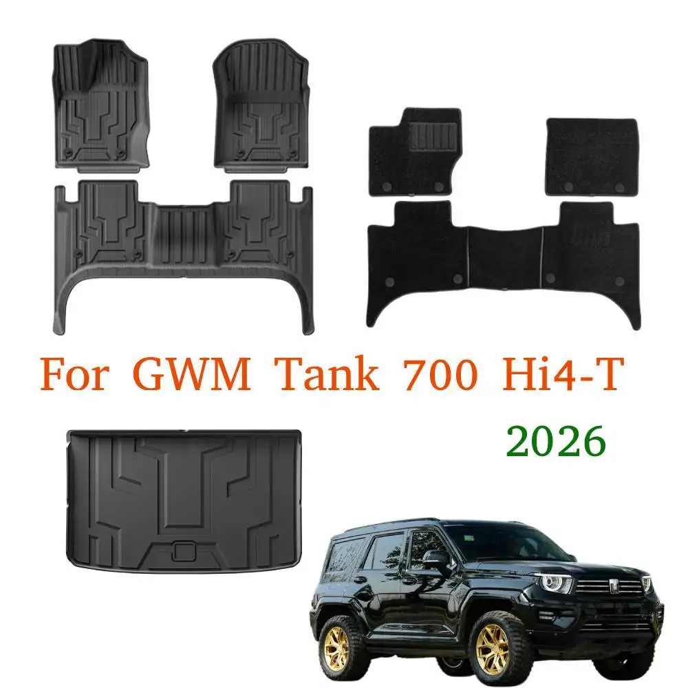 For GWM WEY TANK 700 Hi4-T 2026 TPE Floor Mats (new energy) Left Hand Driver, Waterproof Full Set Trunk Mats & Cargo Liner LHD