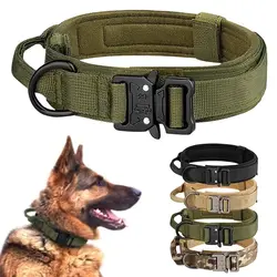 Collar táctico de nailon con hebilla de Metal para perro, Collar transpirable para entrenamiento de perros medianos y grandes, productos para mascotas al aire libre