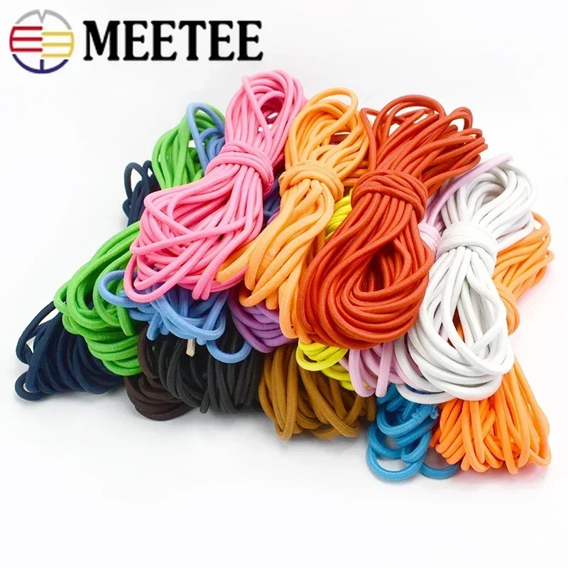 2/5/10M Meetee 5mm Colorful Elastic Rope Round Thick Rubber Band Headwear Garment Spring Stretch Cord DIY Sewing Accessories