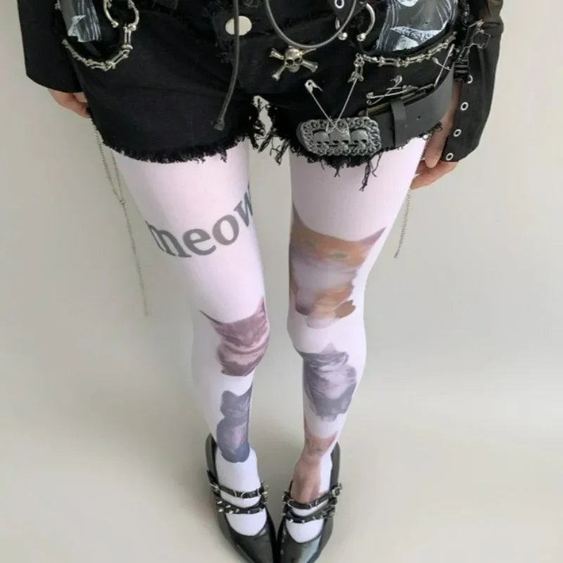 Sweet Cool Jk Cat Print Stocking Korean Ins Style Thigh High Tight Breathable Cotton Pantyhose Adjustable School Uniform Legging - view 4