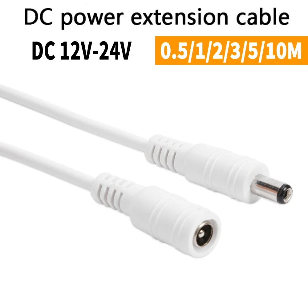 DC 12V Extension Power Cable 0.5/1/2/3/5/10m Power Extension Cord Cables for Wifi/AHD/IP Security Cams CCTV Camera 5.5*2.1mm